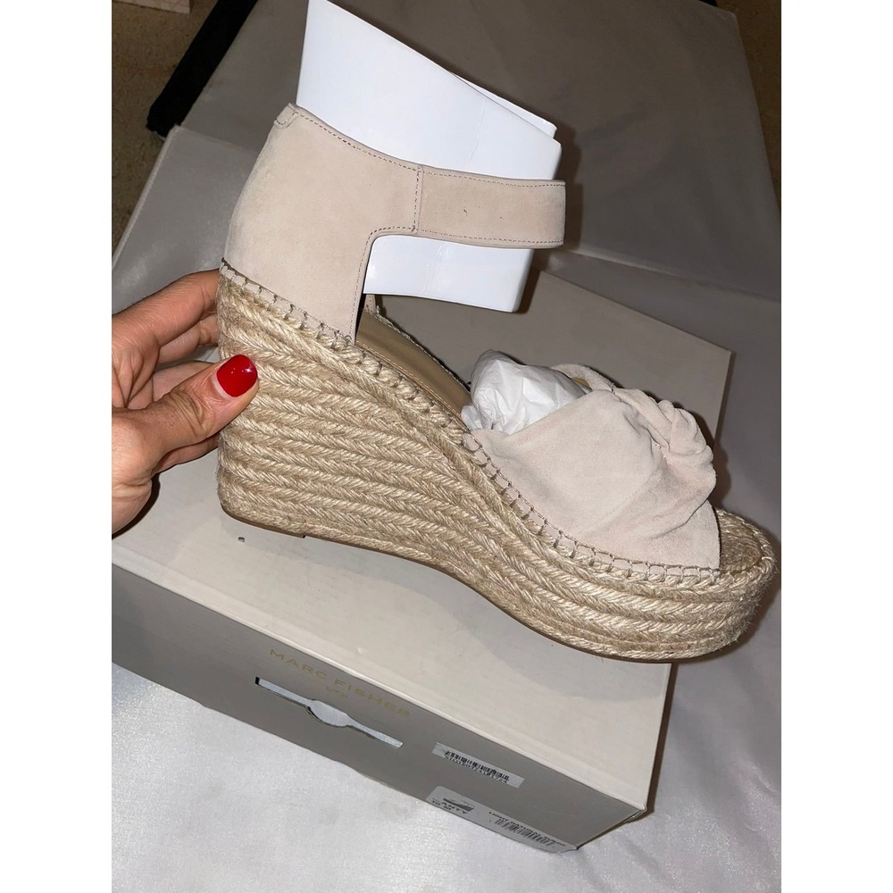 NIB Stone/Nude MARC FISHER Espadrille Wedge Platform Sandal Sz 10